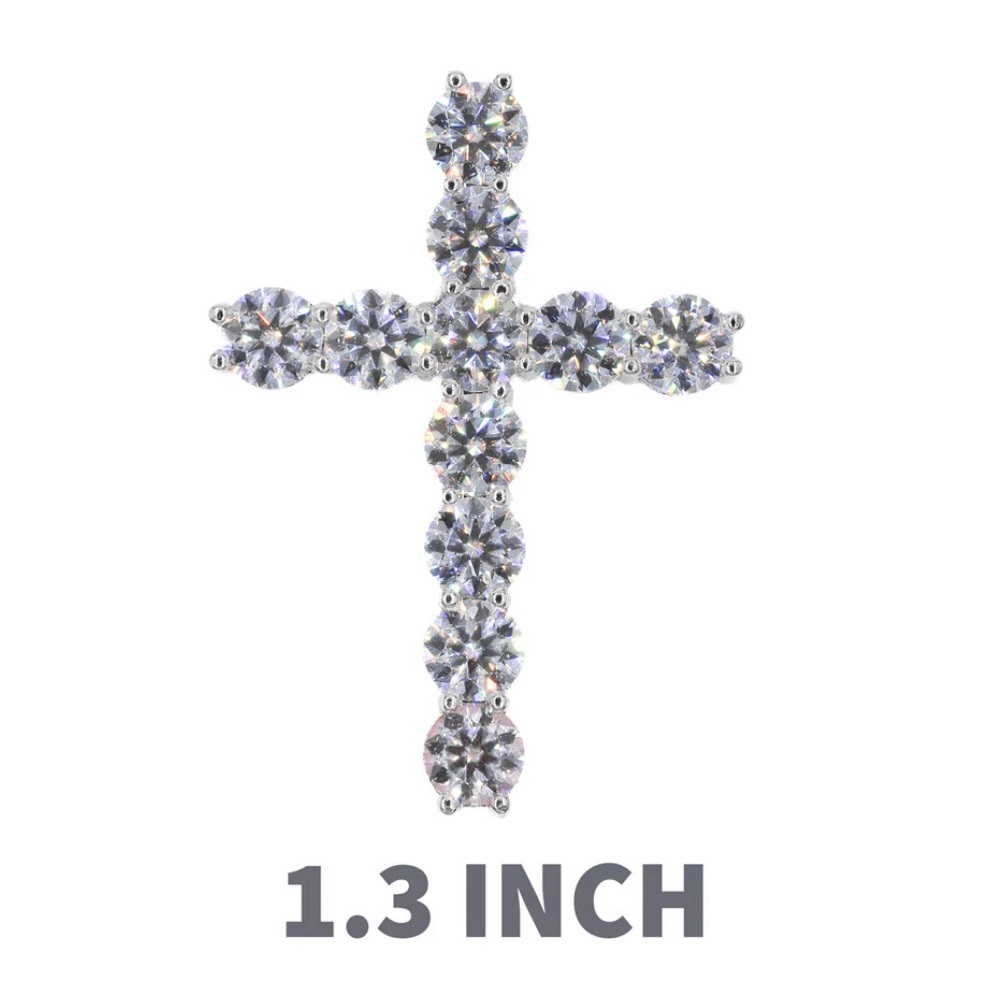 Tennis Cross VVS Moissanite Pendant
